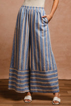 BiBi Striped Wide Leg Pants with Pockets