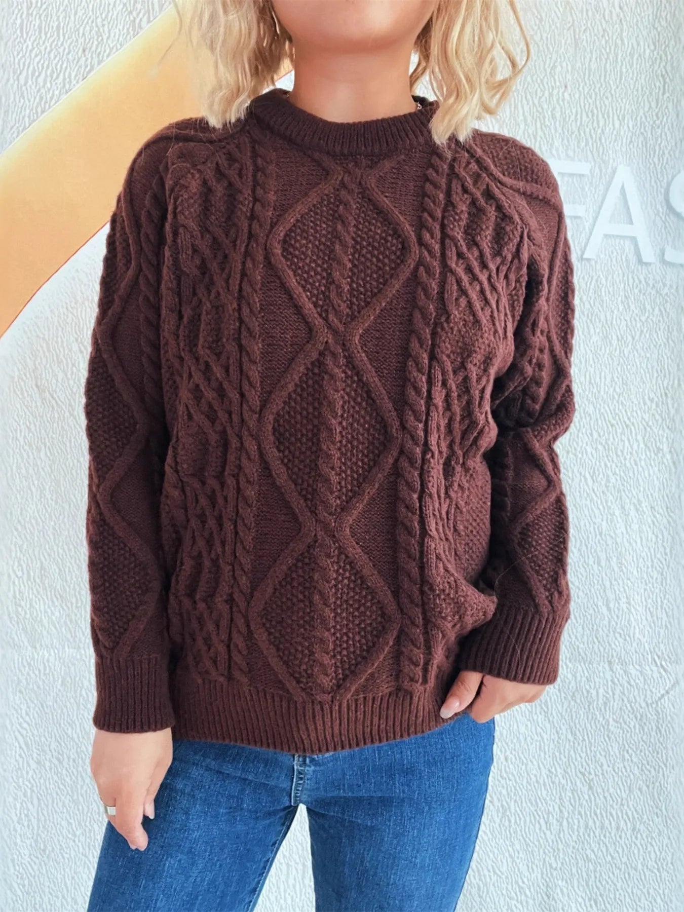 Cable Knit Long Sleeve Sweater