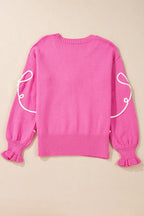 Bow Round Neck Dropped Shoulder Sweater Oversized