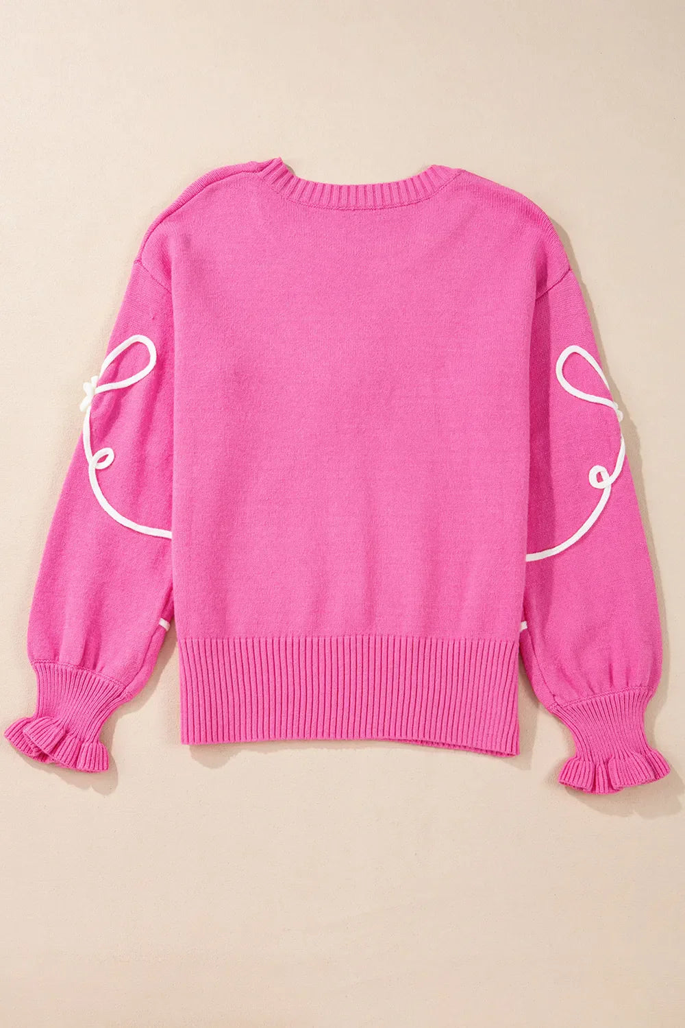 Bow Round Neck Dropped Shoulder Sweater Oversized