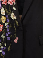Pearl Detail Flower Lapel Collar Blazer