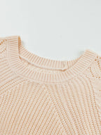 Openwork Round Neck Long Sleeve Sweater