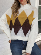 Diamond Pattern Turtleneck Sweater