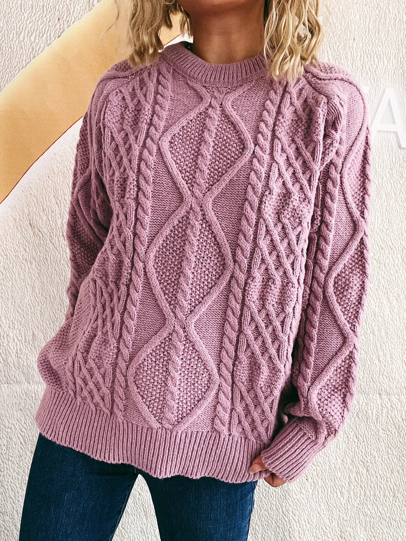 Cable Knit Long Sleeve Sweater