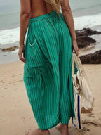 Full Size Striped Wide Leg Casual Pants Plus Size