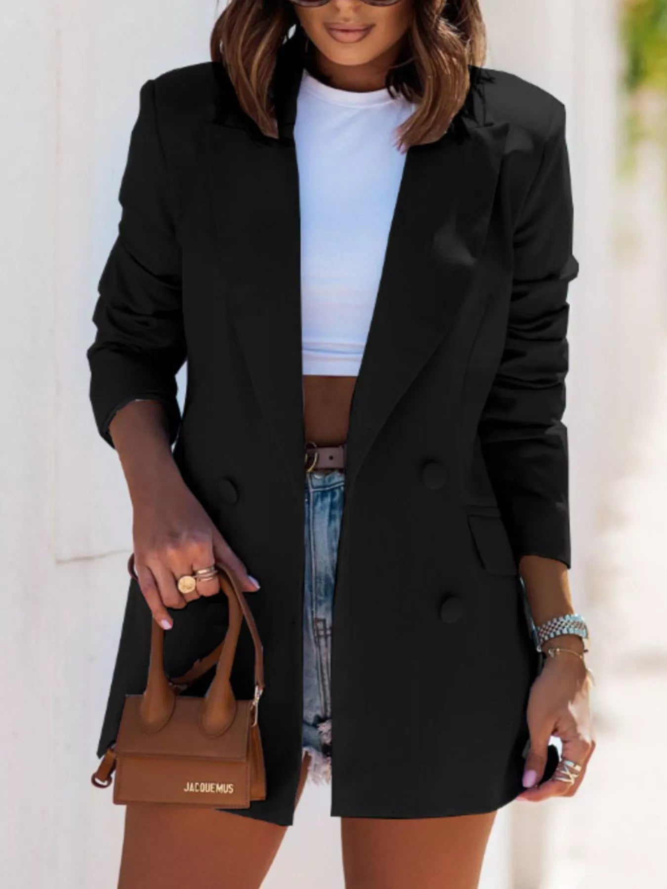 Lapel Collar Long Sleeve Blazer