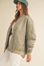 MABLE Back Ruched Utiltiy Bomber Jacket