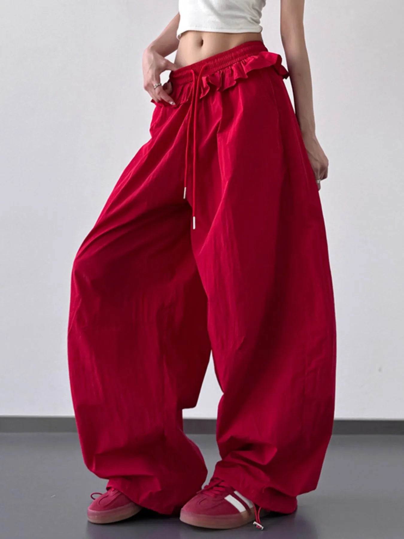 Drawstring Wide Leg Pants