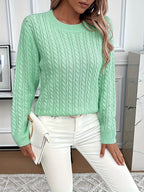 Cable Knit Round Neck Sweater