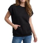 Women's Cap Sleeve Kangaroo Pocket Sweatshirt