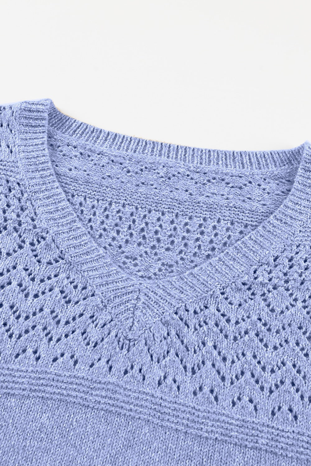 Openwork V-Neck Long Sleeve Sweater