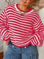 Oversized Striped Drop Shoulder Sweater