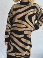 Oversized Zebra Print Long Sleeve Sweater