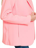 Zenana Woven Long Sleeve Blazer With Lining