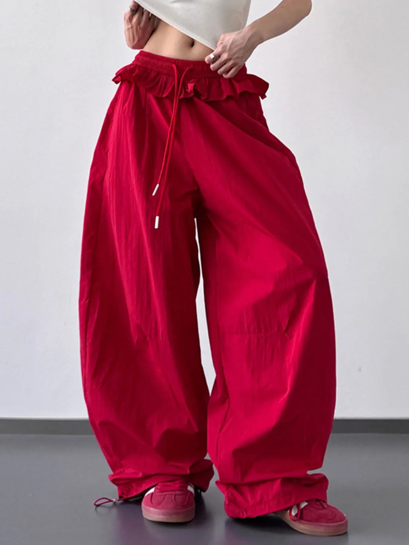 Drawstring Wide Leg Pants
