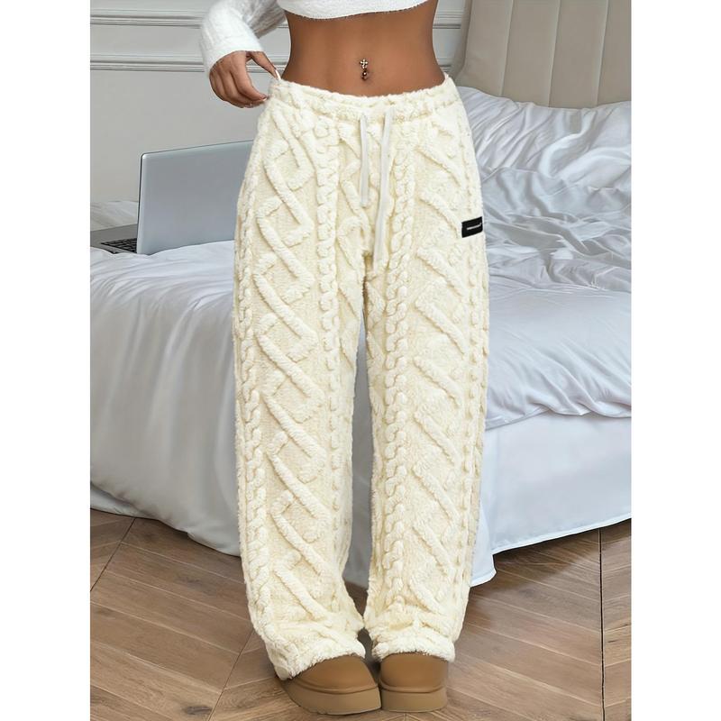 Jacquard Fabric Drawstring Lined Pants