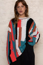 POL Color Block Round Neck Oversized Sweater