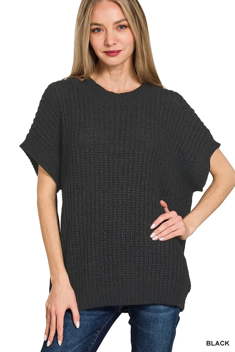 Zenana Short Sleeve Round Neck Sweater