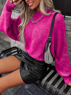 Horizontal Ribbing Round Neck Sweater