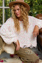 POL Round Neck Fringed Hem Sweater