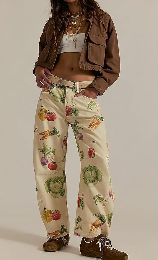 Wide-Leg Loose Mid-Rise Casual Denim Trousers