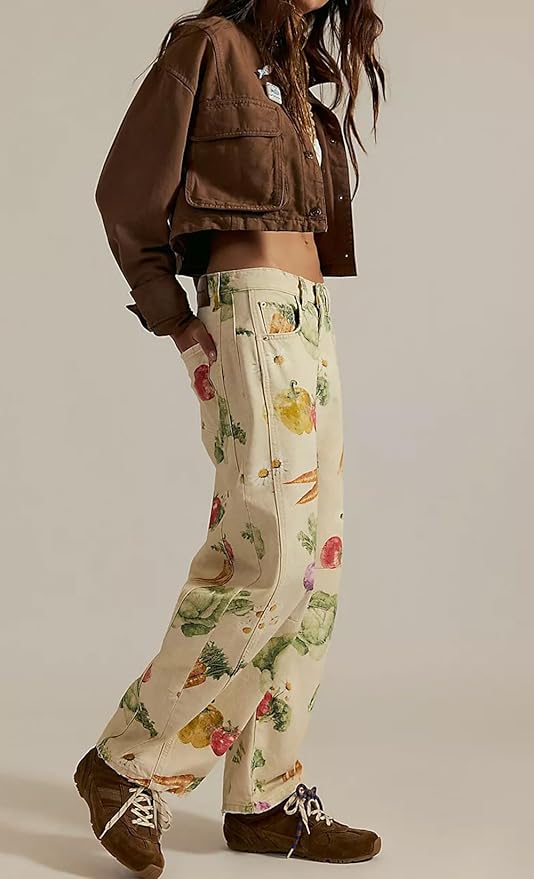 Wide-Leg Loose Mid-Rise Casual Denim Trousers