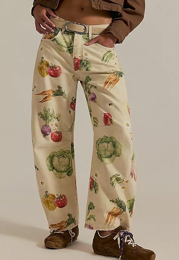 Wide-Leg Loose Mid-Rise Casual Denim Trousers