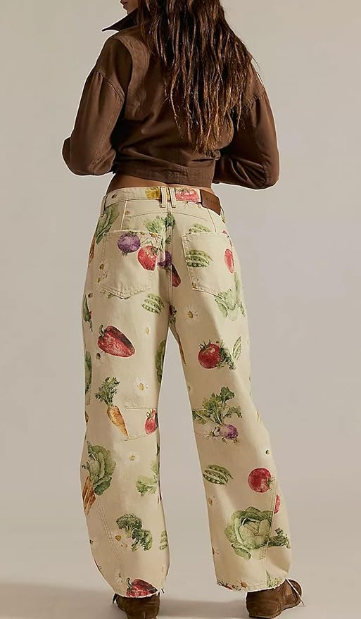 Wide-Leg Loose Mid-Rise Casual Denim Trousers
