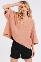 Mittoshop Side Slit Notched Drop Shoulder Sweater