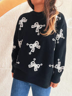 Bow Round Neck Long Sleeve Sweater