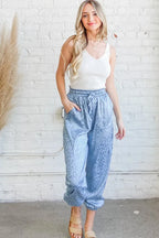 And The Why Satin Leopard Print Joggers