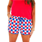 Women's Checkered Drawstring Casual Summer Shorts