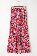 Floral Wide Leg Elastic High Waist Pants