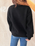 Bow Pattern Casual Long Sleeve Sweater