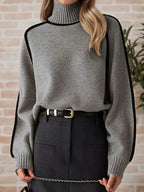 Contrast Trim Turtleneck Sweater