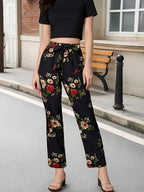 Tied Floral Straight Pants