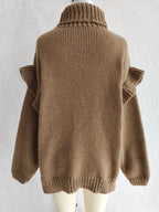 Ruffled Turtleneck Long Sleeve Sweater