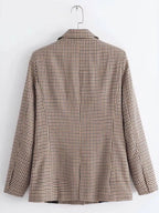 Plaid Lapel Collar Long Sleeve Blazer