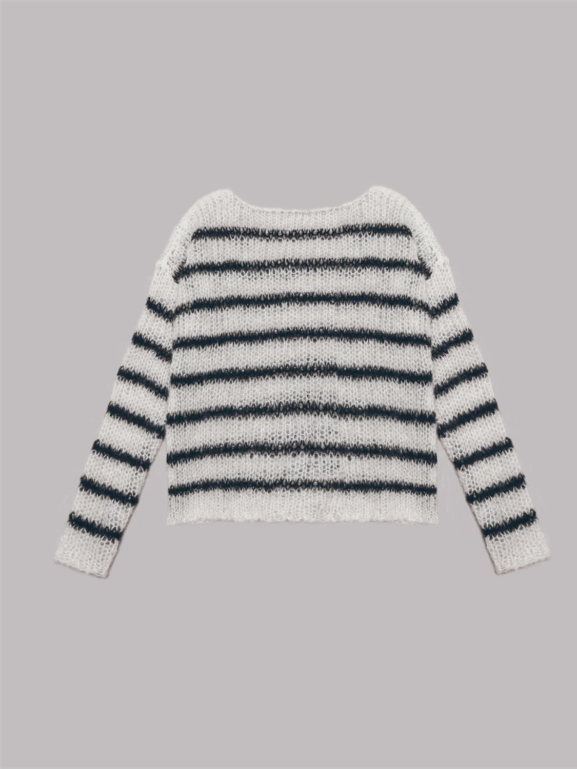Striped Boat Neck Drop Shoulder Sweater