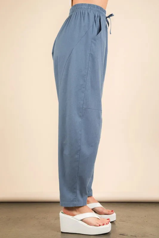 VERY J Solid Barrel Comfy Woven Pants
