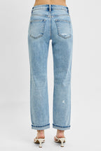 RISEN Full Size High Rise Ankle Boyfriend Distressed Jeans Plus Size