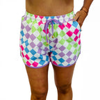 Women's Checkered Drawstring Casual Summer Shorts