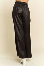 Davi & Dani Crinkled Textured Wide Leg Pants