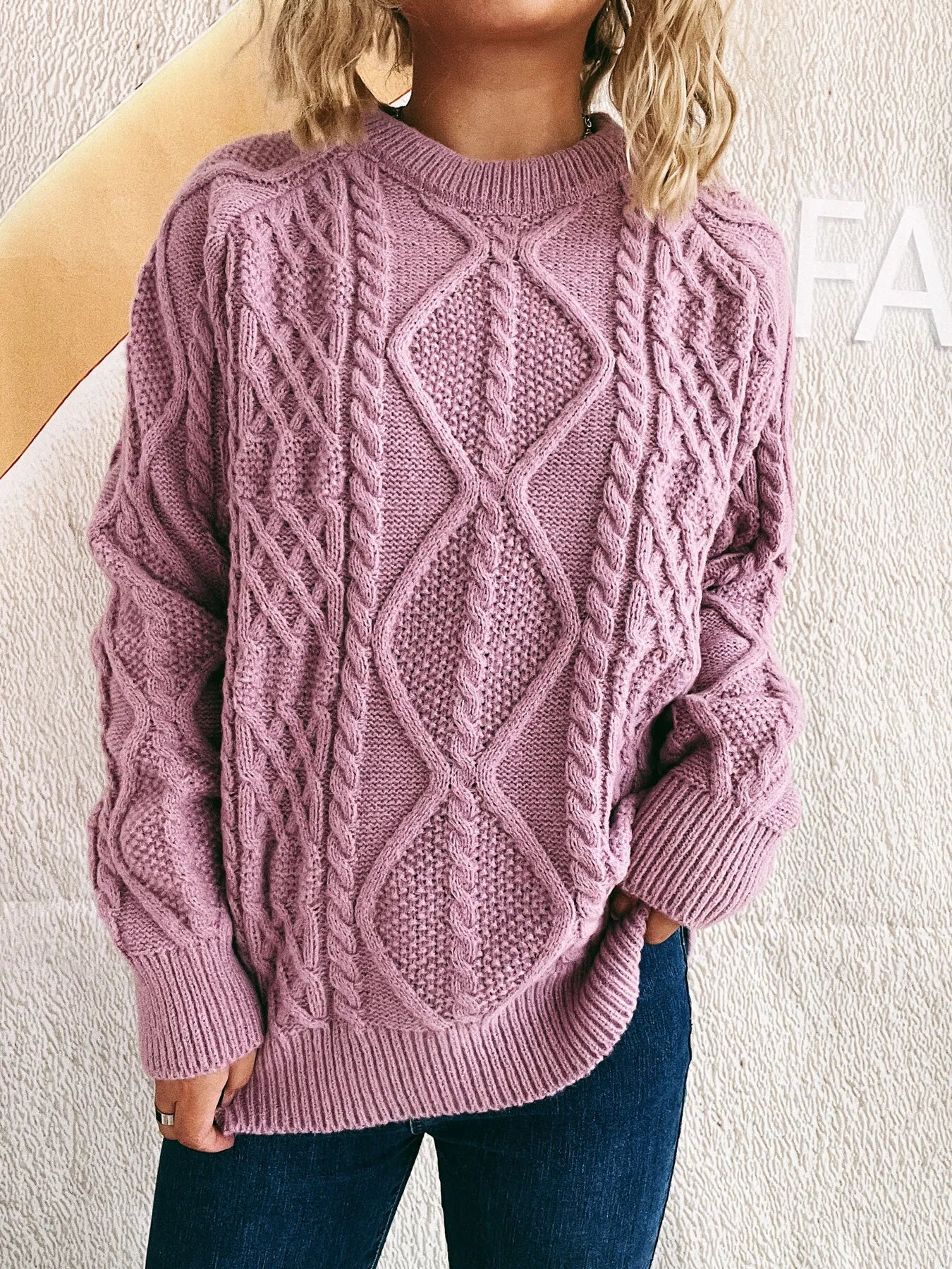 Cable Knit Long Sleeve Sweater