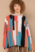 POL Color Block Round Neck Oversized Sweater
