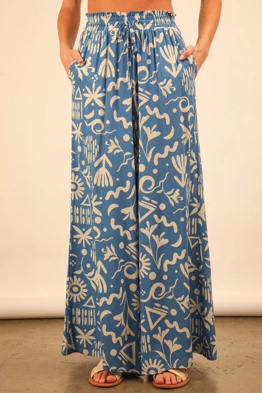 VERY J Printed Wide Leg Pants