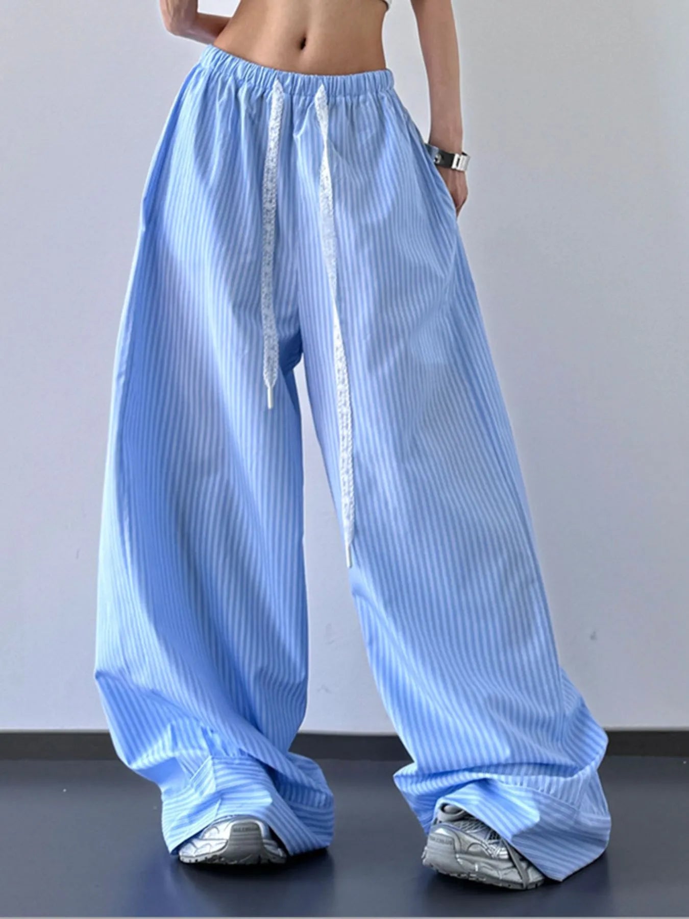 Striped Wide Leg Drawstring Pants