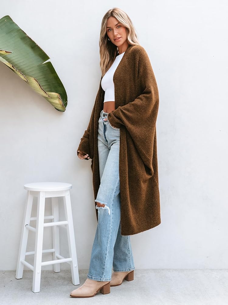 CUPSHE Women's Oversized Cardigan Sweater Open Front 2025 Fall Long Sleeve Soft Knit Casual Sweaters Outwear
