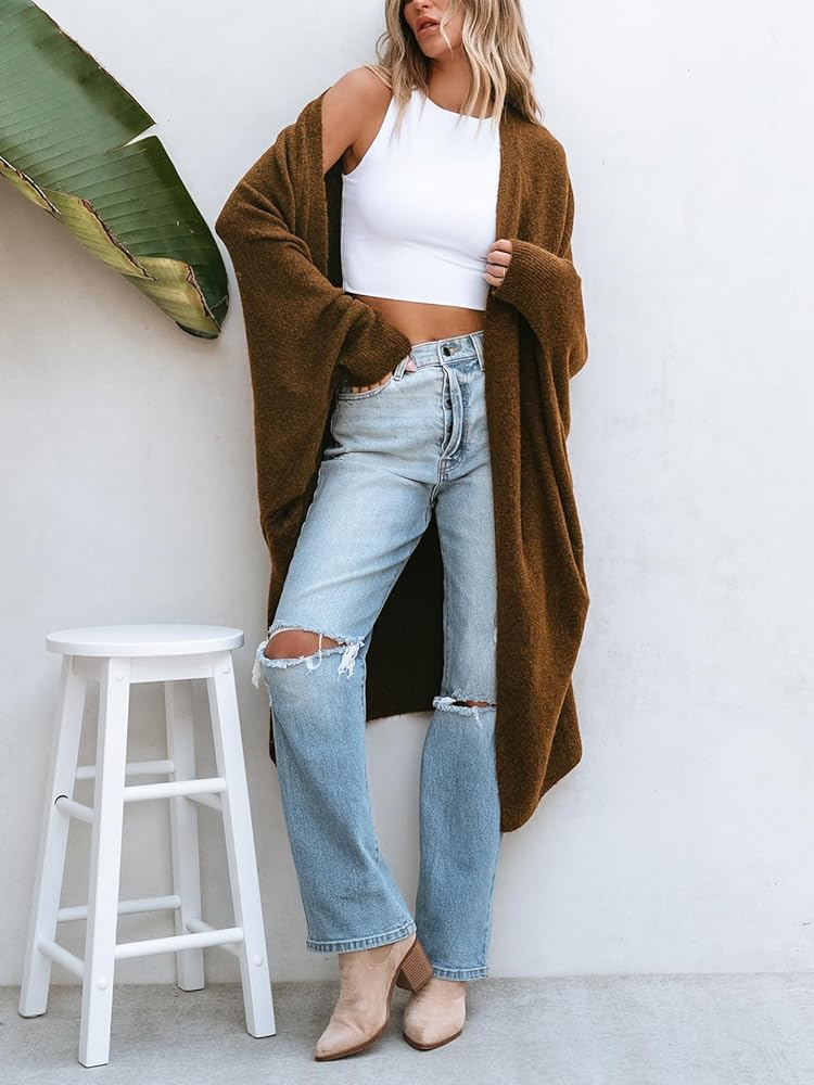 CUPSHE Women's Oversized Cardigan Sweater Open Front 2025 Fall Long Sleeve Soft Knit Casual Sweaters Outwear