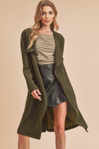 Aemi + Co Open Front Long Sleeve Longline Coat